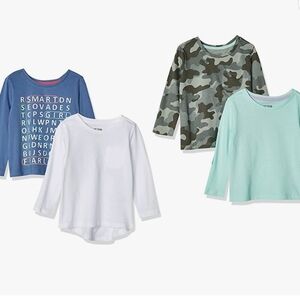 Spotted Zebra Long-Sleeve T-Shirts Set of 4 Blue/White/Grey, Camo Size 4T